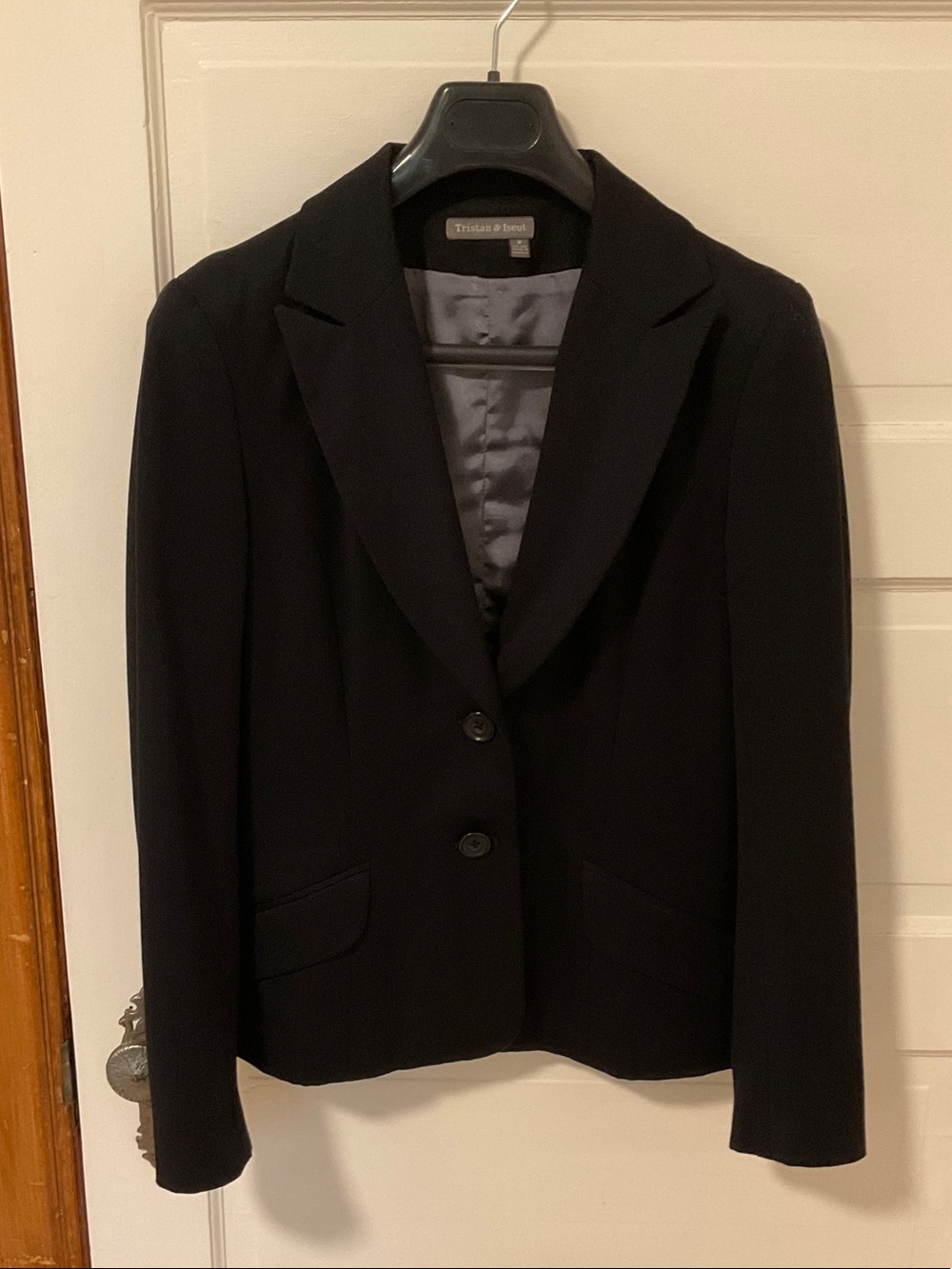 Tristan & Iseut Navy Blue Tailored Fitted Two-Button Blazer